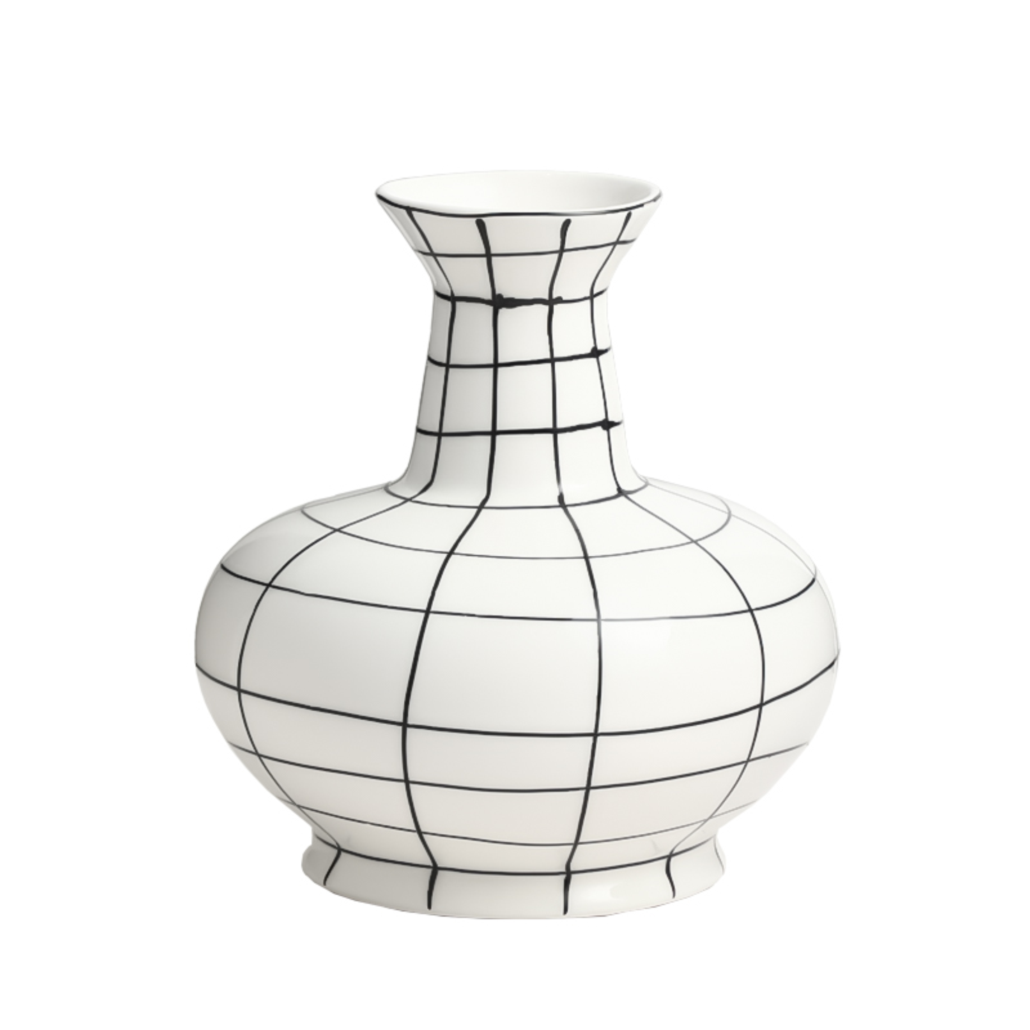 Hand-Painted Grid Vase B